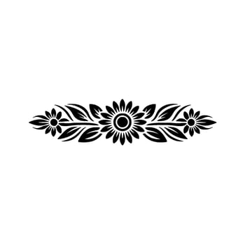 Floral Border, Black and White Decorative Element, Ornament vector