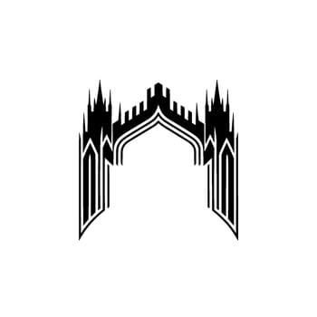 Minimalist Gothic Archway Black White vector