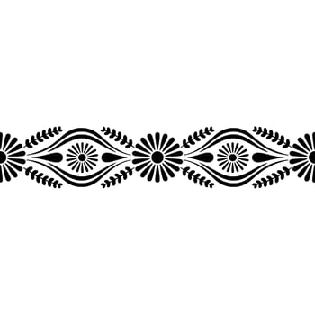 Elegant Black White Floral Border, Pattern vector