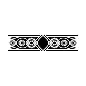 Elegant Floral Border, Black White, Ornament - Geometric vector