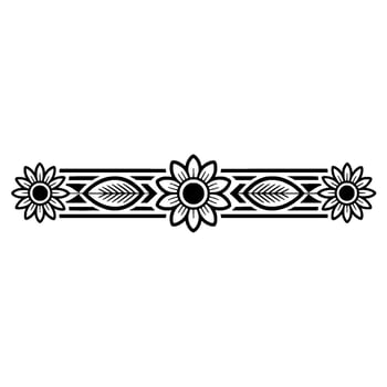 Floral Border Ornament, Black and White - Pattern vector