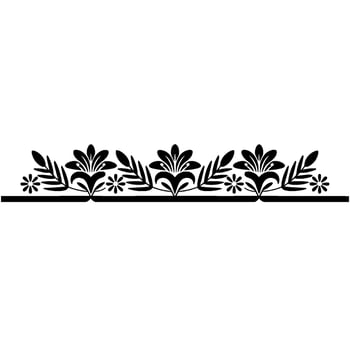 Elegant Floral Border Element in Black White - Floral border vector