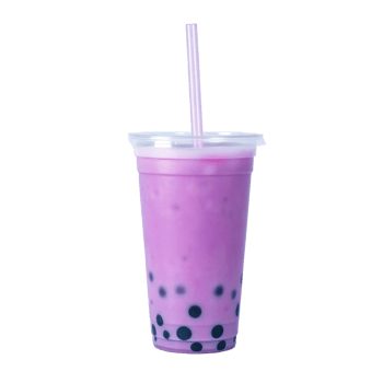 A purple bubble tea with black polka dots png