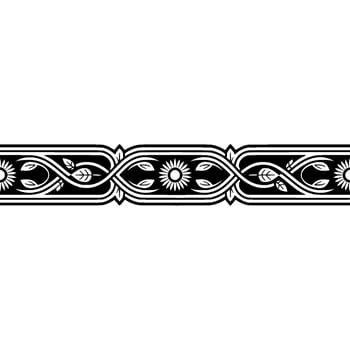 Elegant Floral Border in Black and White, Vintage vector