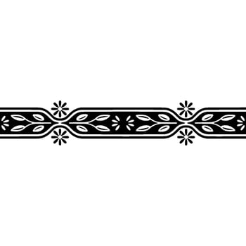 Elegant Floral Border, Black and White, Decorative Element, Ornament - Leaves vector