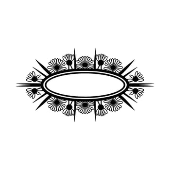 Floral Frame Emblem, Black and White Minimalist, Blank Space vector