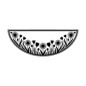 Floral Semicircle Border Black and White Botanical vector