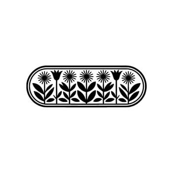 Minimalist Floral Border, Black and White, Geometric Style, Element vector