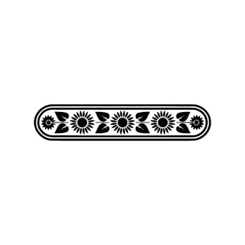 Floral Sunflower Border Illustration, Black and White, Element vector