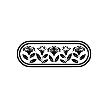 Floral Border Illustration Minimalist Flower, Monochromatic Art vector