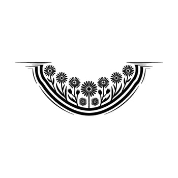 Minimalist Floral Garland - Black and White, Ornamental, Decorative Element vector