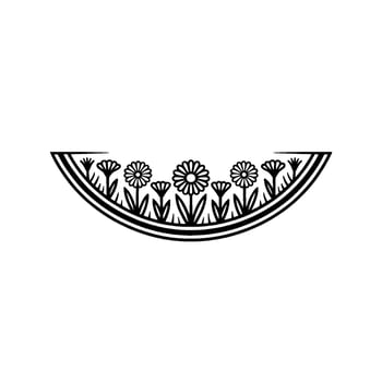 Minimalist Floral Emblem - Black White Decorative Border vector