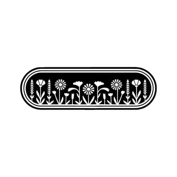 Black and White Floral Border Illustration, Minimalist vector