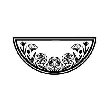 Semi-Circle Floral Frame - Elegant Black White vector