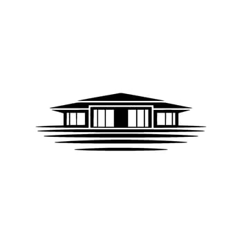 Minimalist House Modern Home in Black White, Template vector
