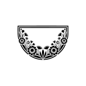 Elegant Floral Frame Border Black and White Vintage Decorative Element vector
