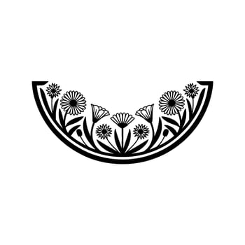 Black White Floral , Semicircle Border Element vector