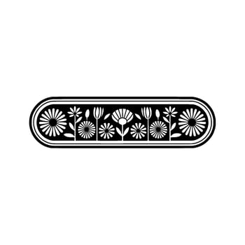 Floral Border , Minimalist Black White, Decorative Element vector