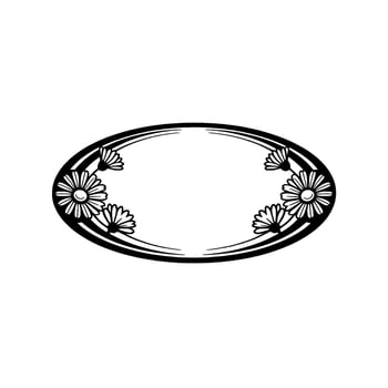 Elegant Daisy Frame, Black and White Illustration vector