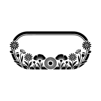 Floral Frame Minimalist Black White vector