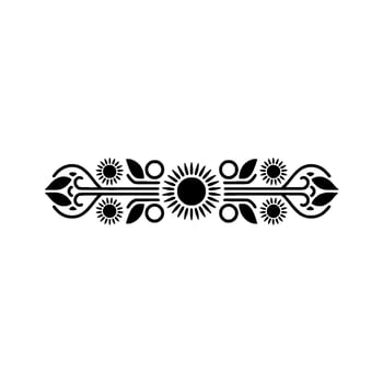 Black Botanical Sunburst Border on Light Background vector