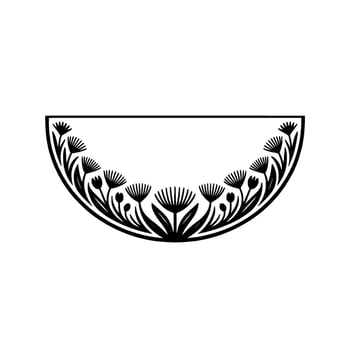 Black and White Floral Half-Circle, Minimalist, Elegant vector