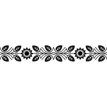 Floral Border Illustration with Sunburst, Elegant Black and White vector