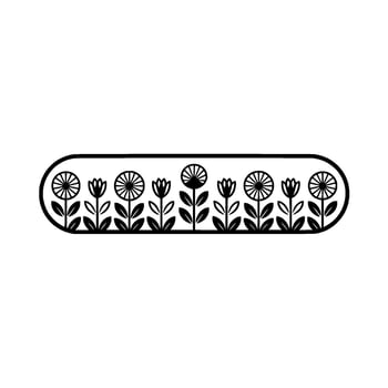 Minimalist Floral Pattern Border in Black White vector