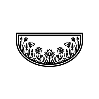 Black White Floral Frame Botanical Illustration, Minimalist vector