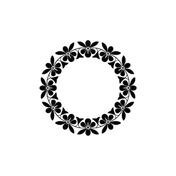 Elegant Floral Wreath Black and White Element vector