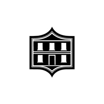 Abstract Black and White House with Shield Shape vector
