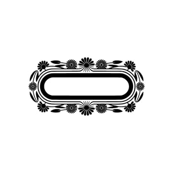 Elegant Floral Oval Frame in Black White, Decorative Border vector