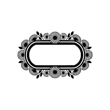 Floral Frame , Black and White, Decorative Label or Sign vector