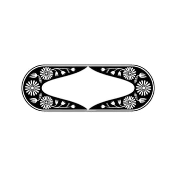 Floral Frame Black White Decorative Oval Shape vector