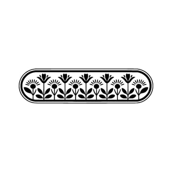 Minimalist Floral Border Black and White Decorative Element, Simple vector
