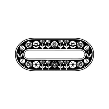 Elegant Floral Oval Frame Illustration, Black White, Clean vector