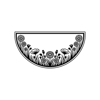 Elegant Floral Border Emblem Black White Meadow vector