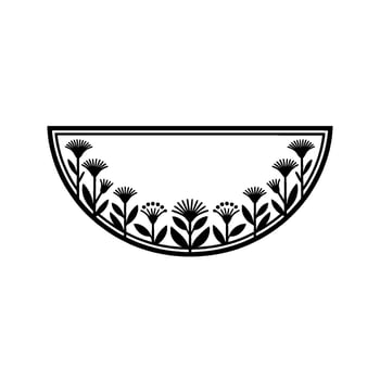 Minimalist Botanical Semi-Circle Frame, Black and White vector