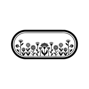 Minimalist Floral in Black and White - Oval Frame vector