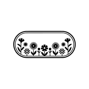 Minimalist Floral Border Black and White Flower Garden vector