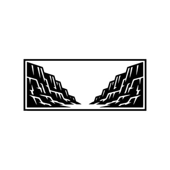 Canyon Silhouette Minimalist Black and White, Geometric vector