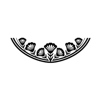 Minimalist Floral Arch Decorative Black White Element vector