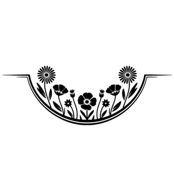Floral Border Black White Botanical vector