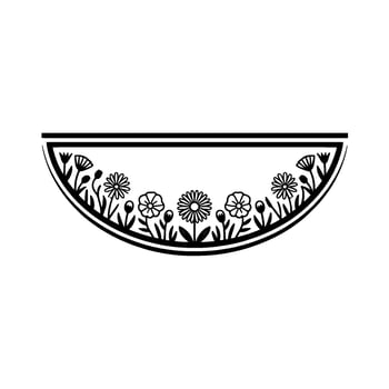Floral Semi-Circle - Black and White Illustration vector