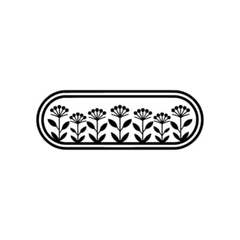 Minimalist Botanical Pattern in Oval Frame, Black on White vector