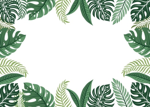 Tropical leaf frame design vector
