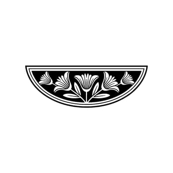 Art Deco Floral Motif in Semicircle, Element vector