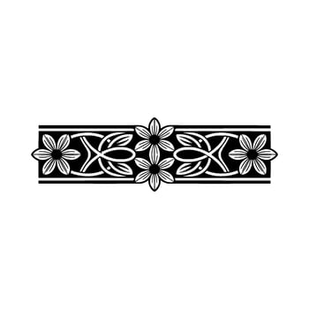 Art Nouveau Floral Border in Black and White on White Background vector