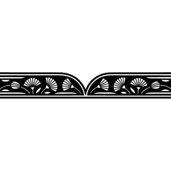 Art Deco Floral Border with Fan-Shaped Flowers vector