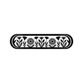 Floral Border Black and White Illustration, Minimalist vector
